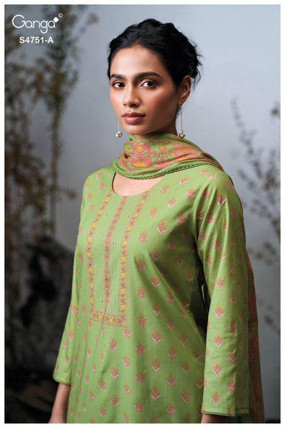 Jashvi S4751 Ganga Cotton Plazzo Style Suits Exporter Gujarat