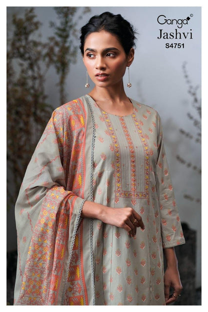 Jashvi S4751 Ganga Cotton Plazzo Style Suits Exporter Gujarat