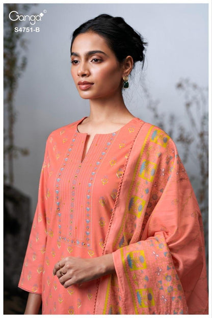 Jashvi S4751 Ganga Cotton Plazzo Style Suits Exporter Gujarat