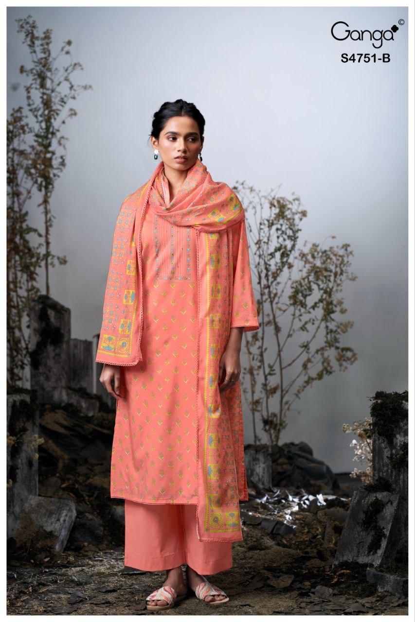 Jashvi S4751 Ganga Cotton Plazzo Style Suits Exporter Gujarat