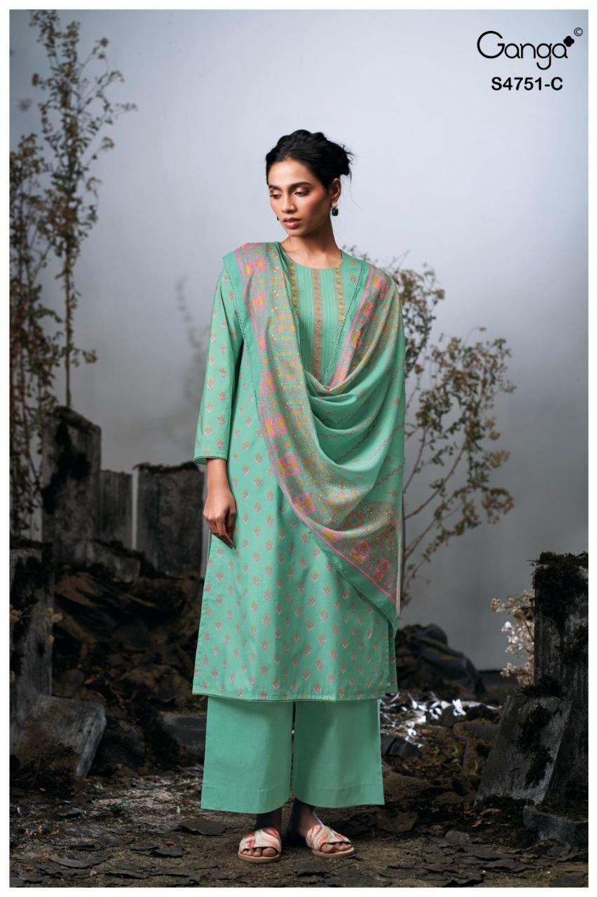 Jashvi S4751 Ganga Cotton Plazzo Style Suits Exporter Gujarat