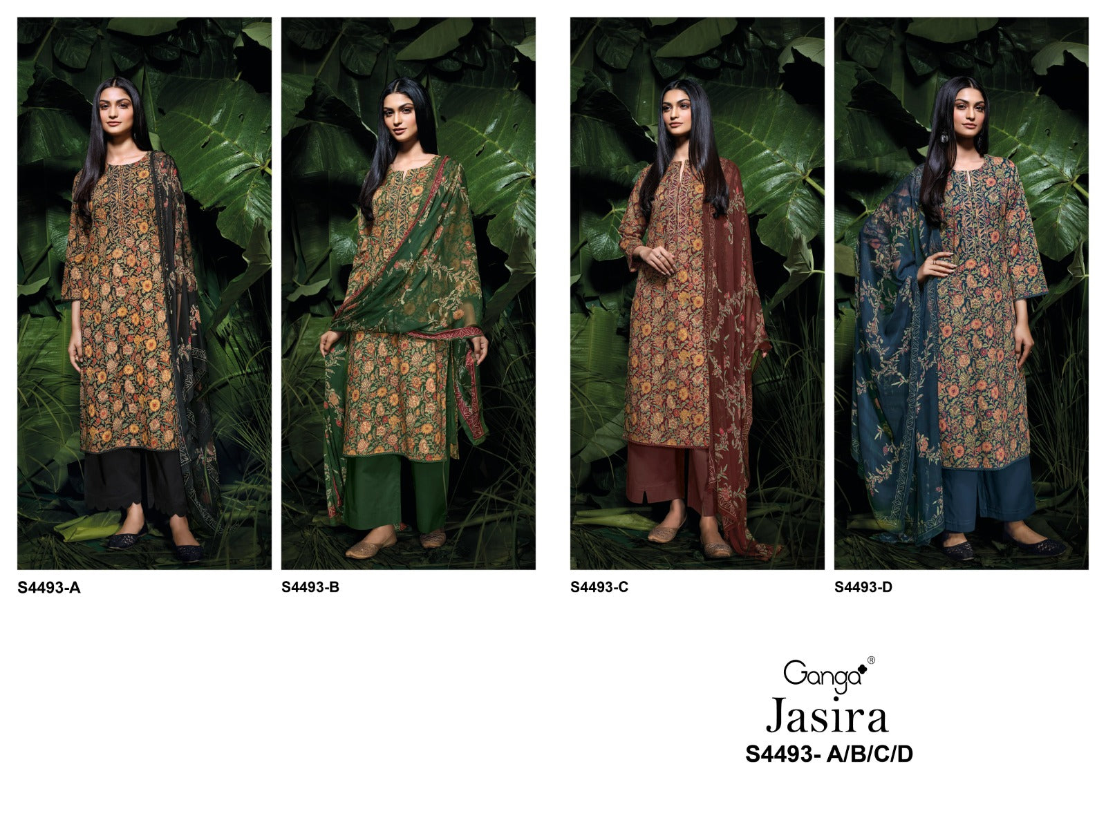 Jasira 4493 Ganga Cotton Pant Style Suits Wholesaler