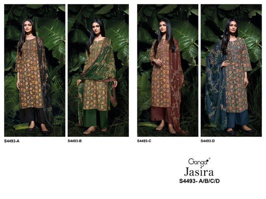 Jasira 4493 Ganga Cotton Pant Style Suits Wholesaler