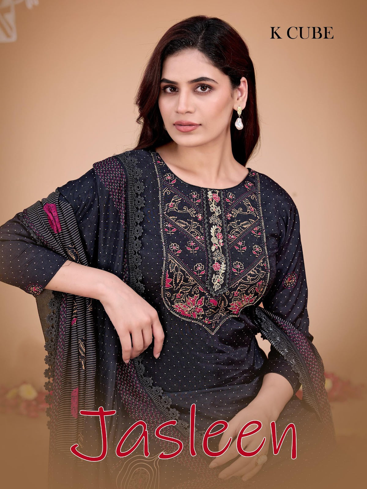 Jasleen 1039 K Cube Muslin Pant Style Suits Exporter Gujarat