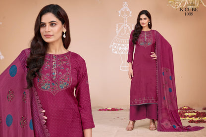 Jasleen 1039 K Cube Muslin Pant Style Suits Exporter Gujarat
