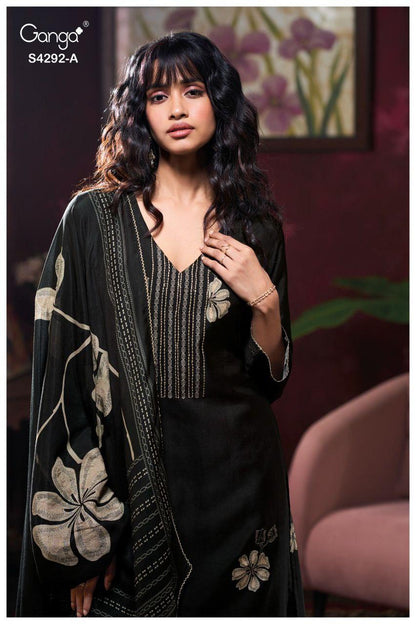 Jasleen 4292 Ganga Bemberg Silk Pant Style Suits Manufacturer Ahmedabad