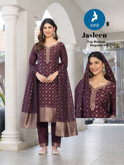 Jasleen Kaya Jamdani Readymade Pant Style Suits Supplier India