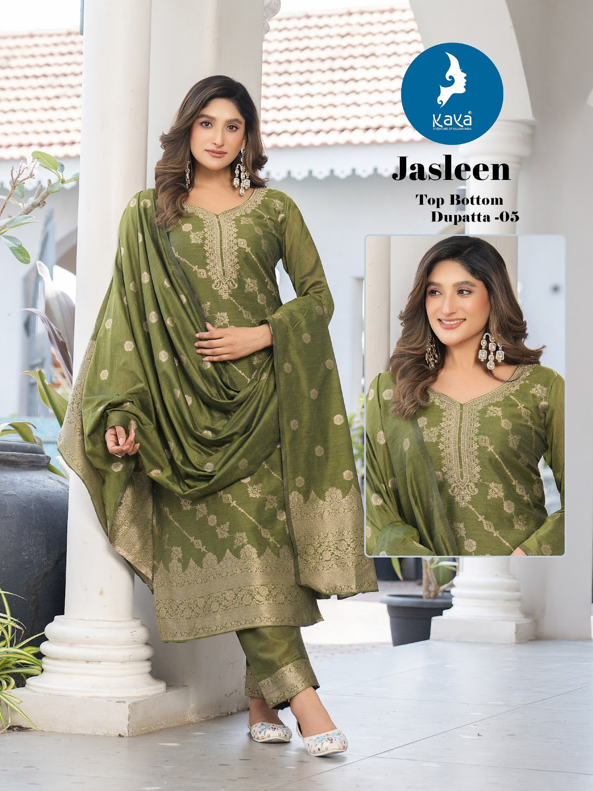 Jasleen Kaya Jamdani Readymade Pant Style Suits Supplier India