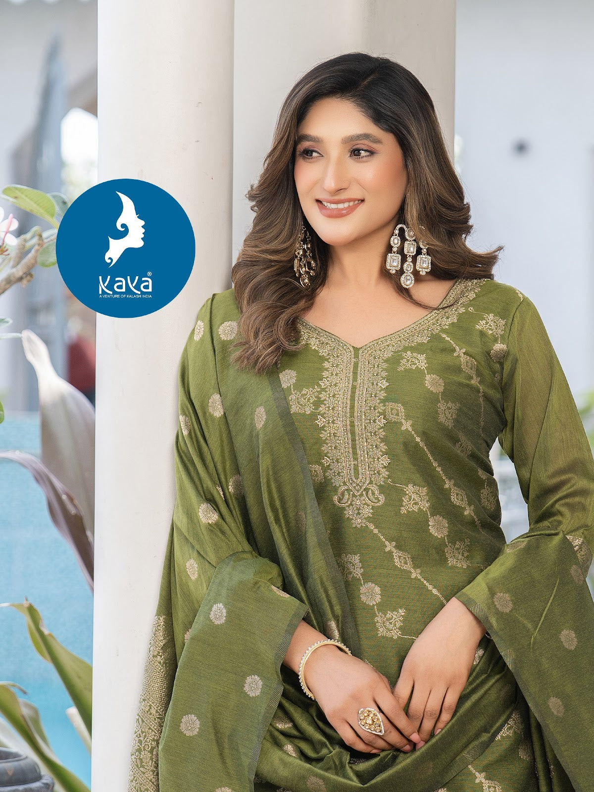 Jasleen Kaya Jamdani Readymade Pant Style Suits Supplier India