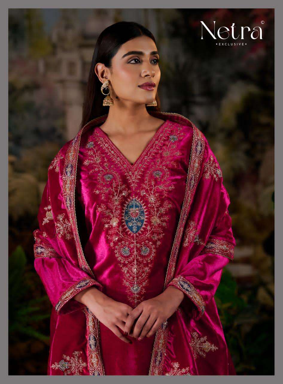 Jasleen Netra Pure Viscose Velvet Suits Supplier Ahmedabad
