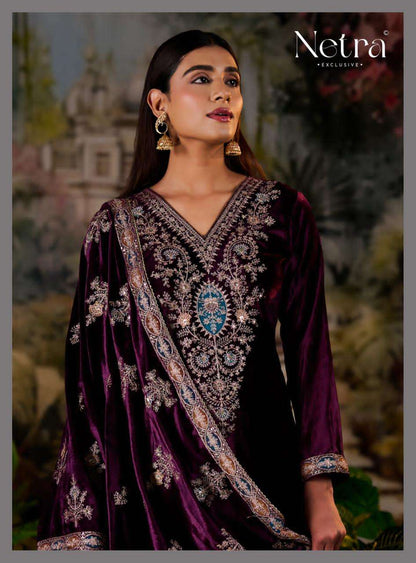 Jasleen Netra Pure Viscose Velvet Suits Supplier Ahmedabad