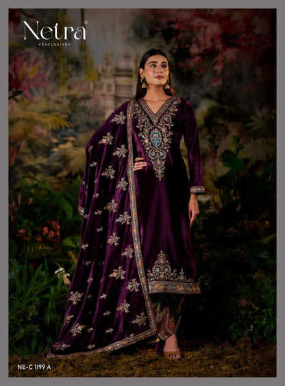 Jasleen Netra Pure Viscose Velvet Suits Supplier Ahmedabad