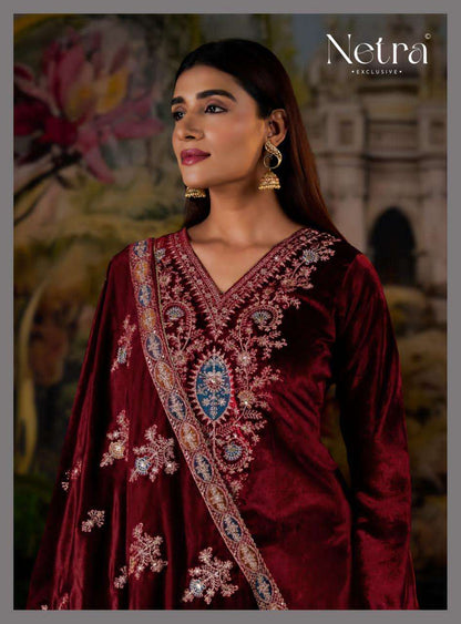 Jasleen Netra Pure Viscose Velvet Suits Supplier Ahmedabad