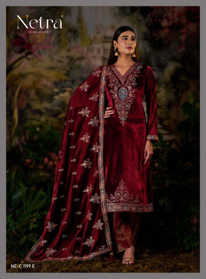 Jasleen Netra Pure Viscose Velvet Suits Supplier Ahmedabad