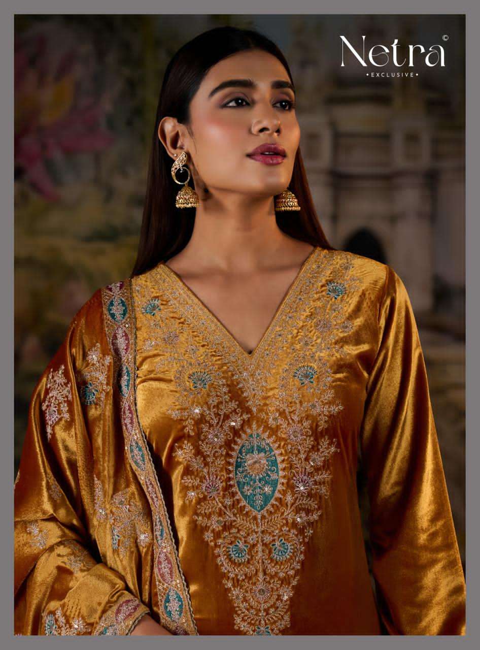 Jasleen Netra Pure Viscose Velvet Suits Supplier Ahmedabad