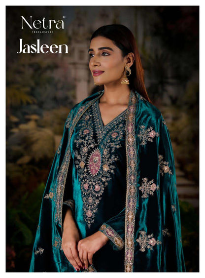 Jasleen Netra Pure Viscose Velvet Suits Supplier Ahmedabad