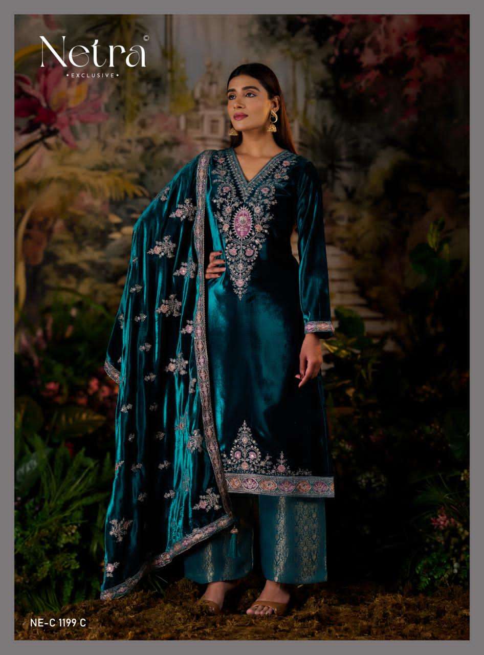 Jasleen Netra Pure Viscose Velvet Suits Supplier Ahmedabad
