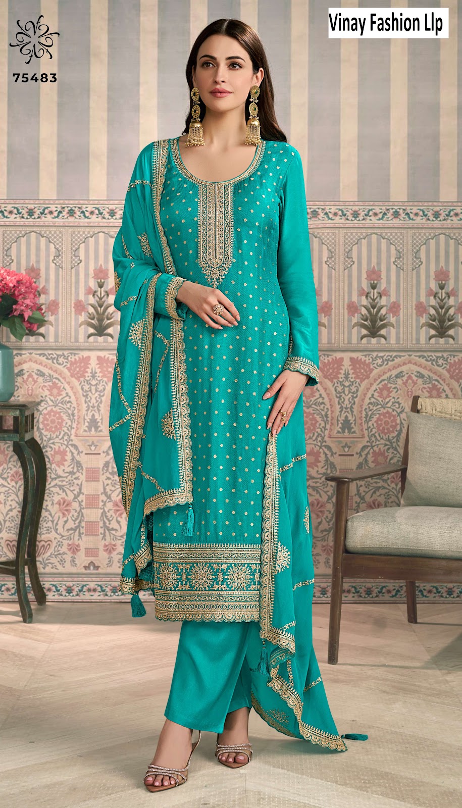 Jasleen Vinay Fashion Llp Viscose Plazzo Style Suits Exporter Gujarat