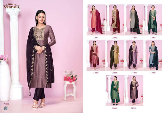 Jasmeen Vishnu Impex Vichitra Silk Pant Style Suits Wholesale Price