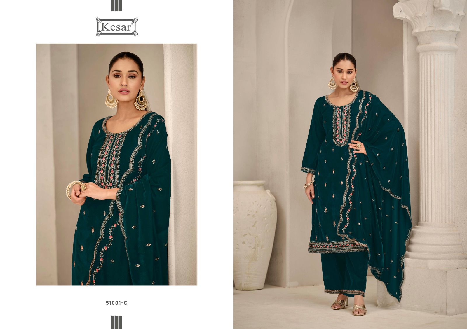 Jasmeet Kesar Velvet Suits Wholesaler Ahmedabad