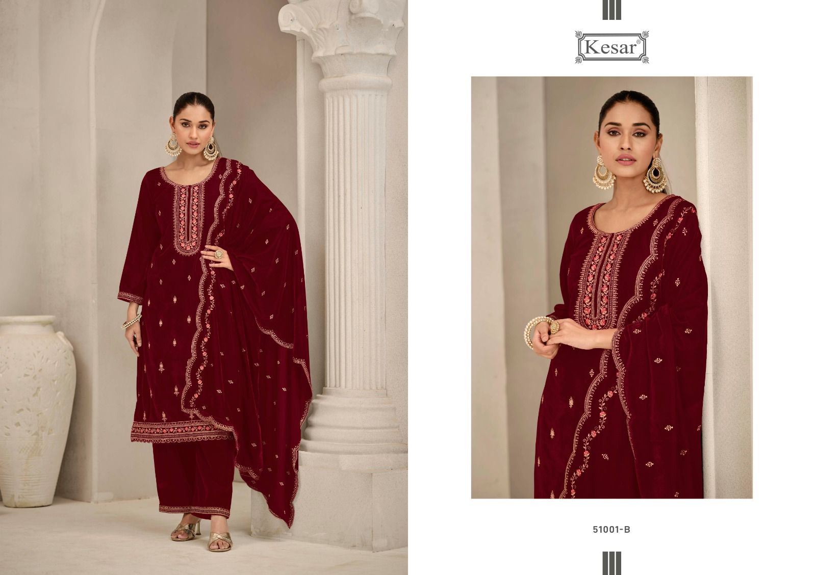 Jasmeet Kesar Velvet Suits Wholesaler Ahmedabad