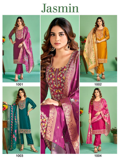Jasmin Banwery Silk Readymade Pant Style Suits Manufacturer Gujarat