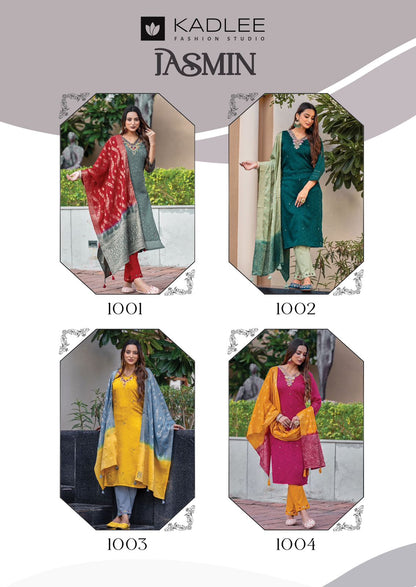 Jasmin Mittoo Kadlee Jacquard Silk Readymade Pant Style Suits Wholesaler Gujarat