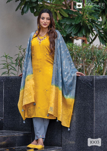 Jasmin Mittoo Kadlee Jacquard Silk Readymade Pant Style Suits Wholesaler Gujarat