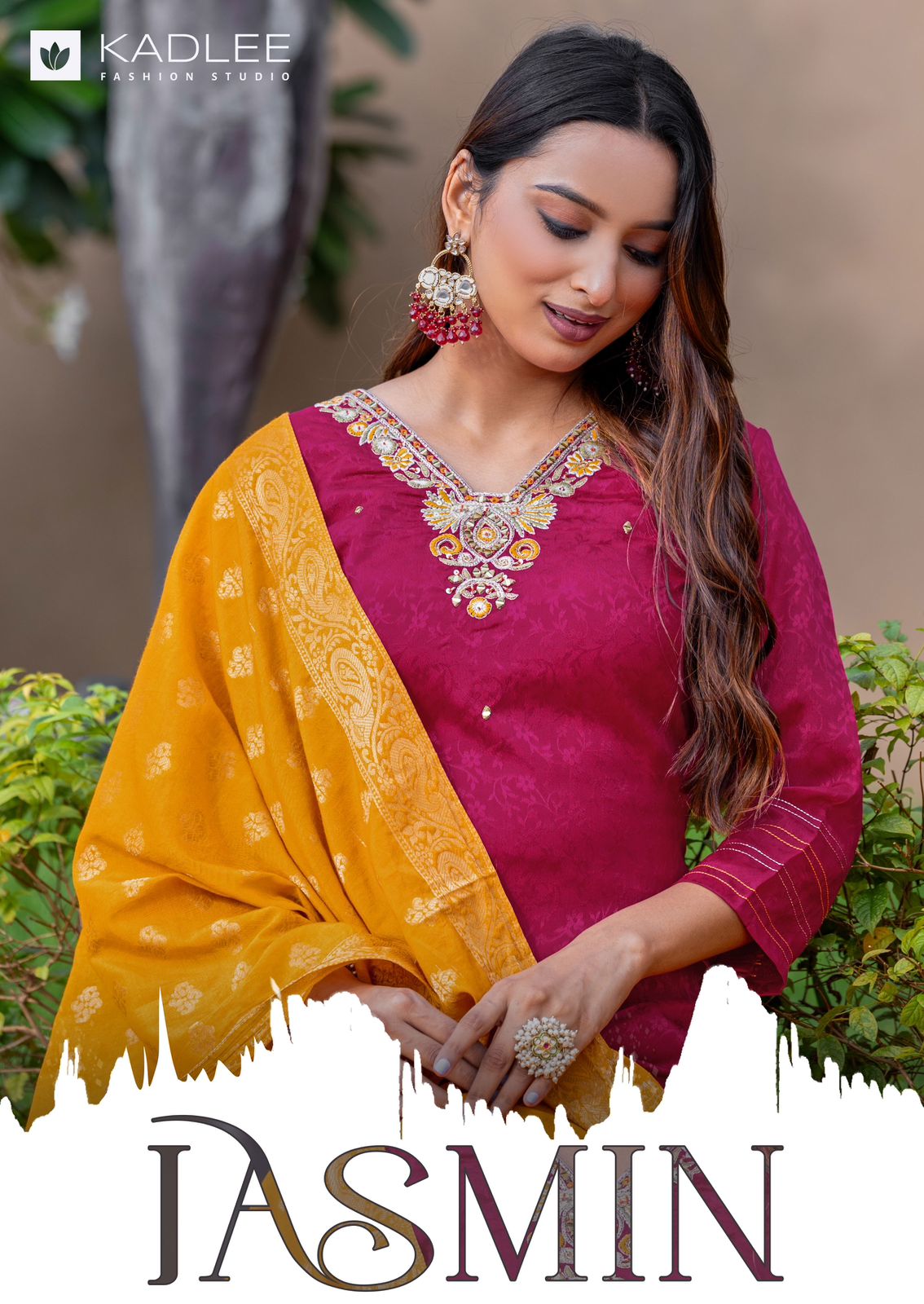 Jasmin Mittoo Kadlee Jacquard Silk Readymade Pant Style Suits Wholesaler Gujarat