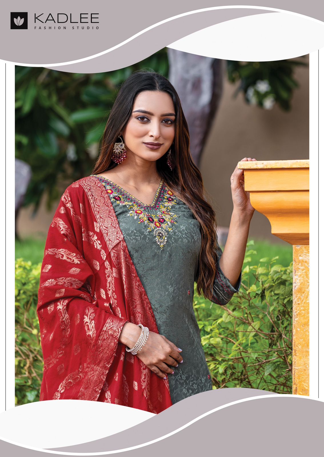 Jasmin Mittoo Kadlee Jacquard Silk Readymade Pant Style Suits Wholesaler Gujarat