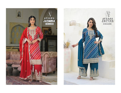 Jasmina Afsana Chinon Readymade Plazzo Style Suits Supplier Gujarat