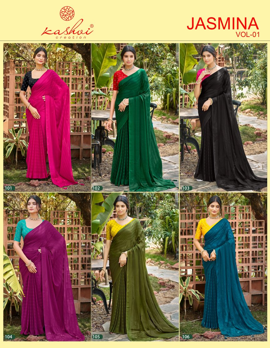 Jasmina Vol 1 Kashvi Creation Sarees Exporter Gujarat