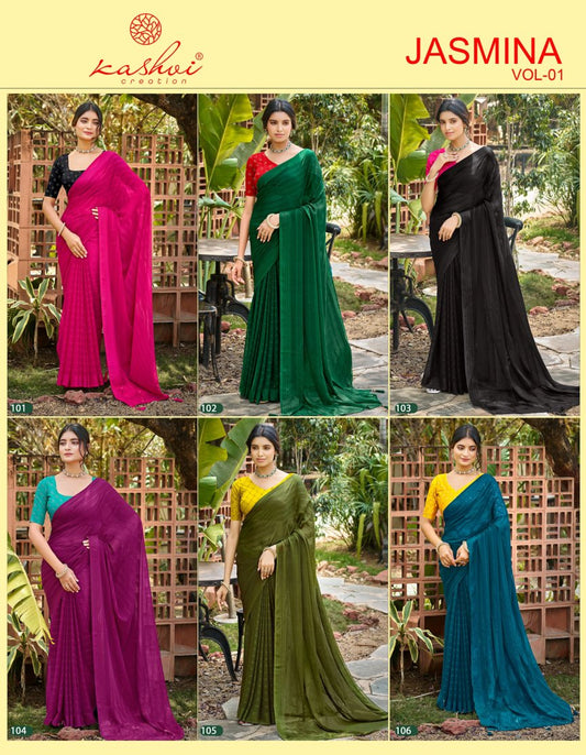 Jasmina Vol 1 Kashvi Creation Sarees Exporter Gujarat