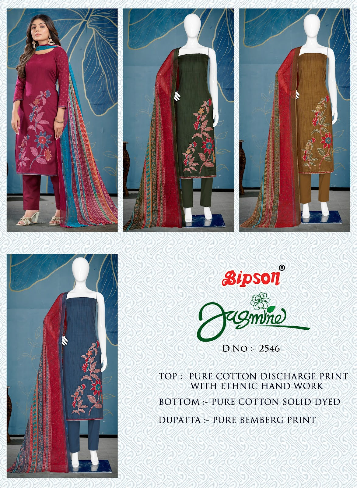 Jasmine 2546 Bipson Prints Cotton Pant Style Suits