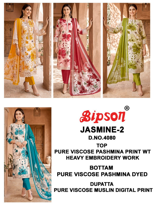 Jasmine 2 Bipson Prints Viscose Pashmina Suits Wholesale