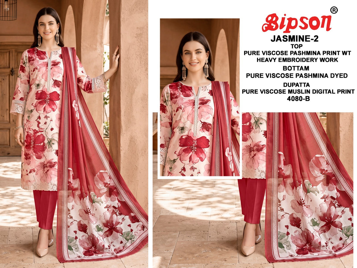 Jasmine 2 Bipson Prints Viscose Pashmina Suits Wholesale
