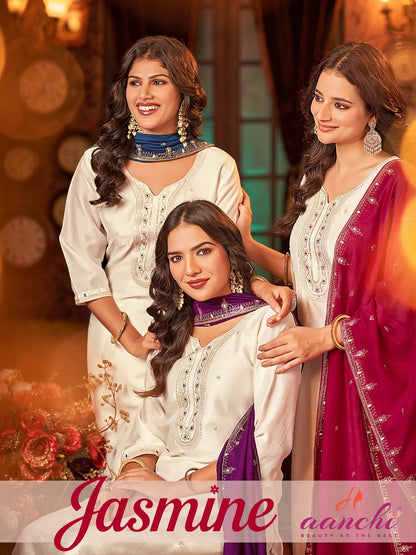 Jasmine Aanchi Vichitra Silk Readymade Pant Style Suits Supplier India