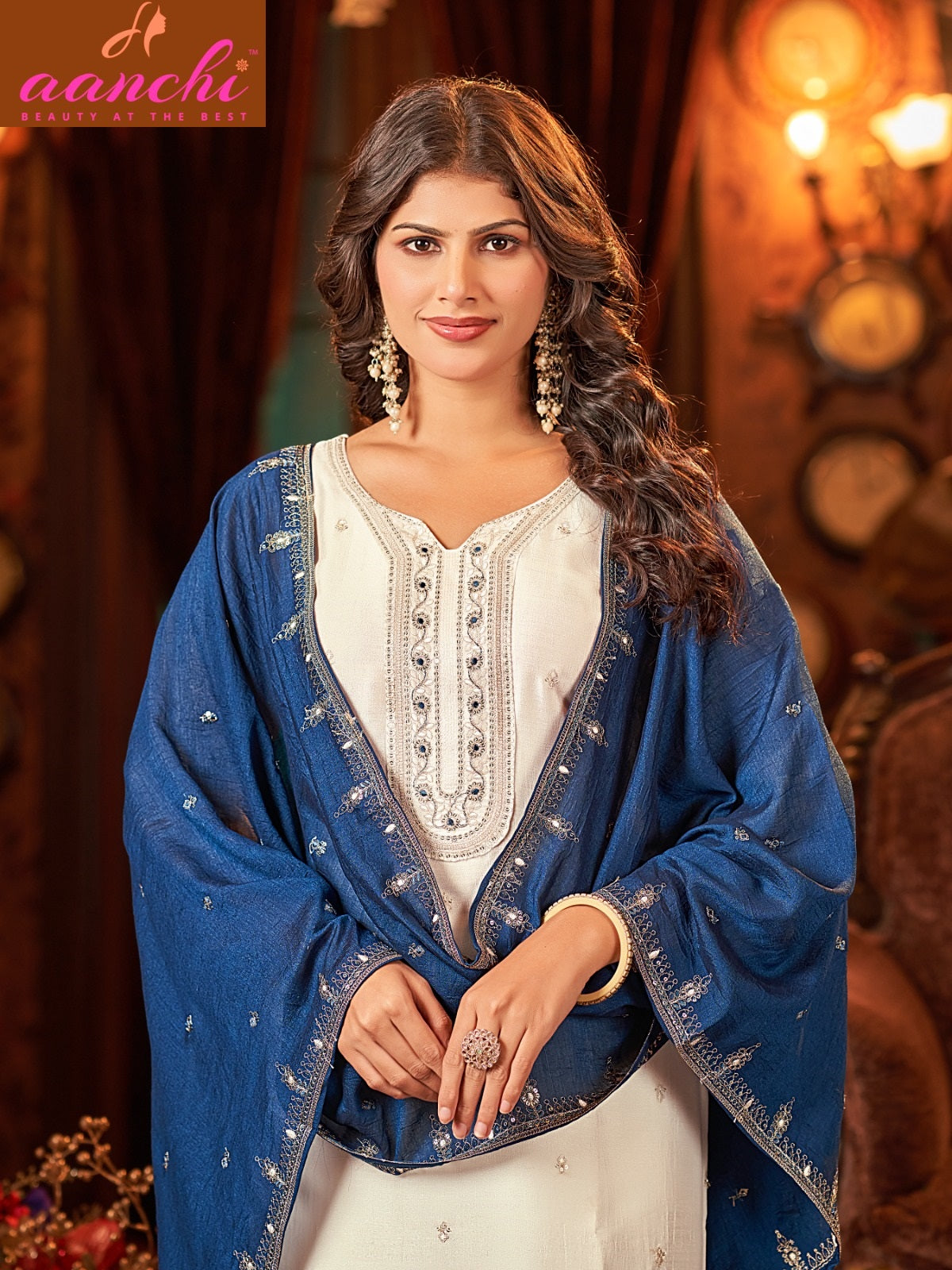 Jasmine Aanchi Vichitra Silk Readymade Pant Style Suits Supplier India