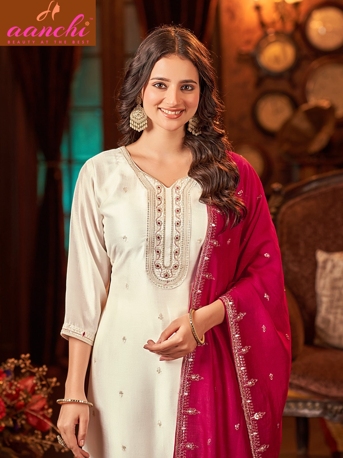 Jasmine Aanchi Vichitra Silk Readymade Pant Style Suits Supplier India