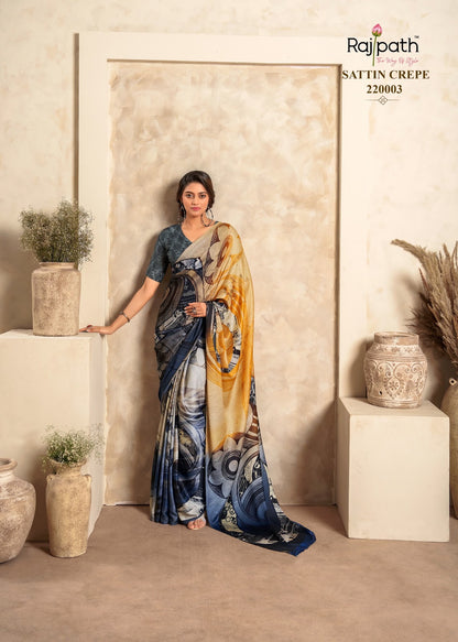 Jasmine Rajpath Crape Silk Sarees Supplier Gujarat