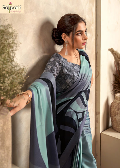 Jasmine Rajpath Crape Silk Sarees Supplier Gujarat