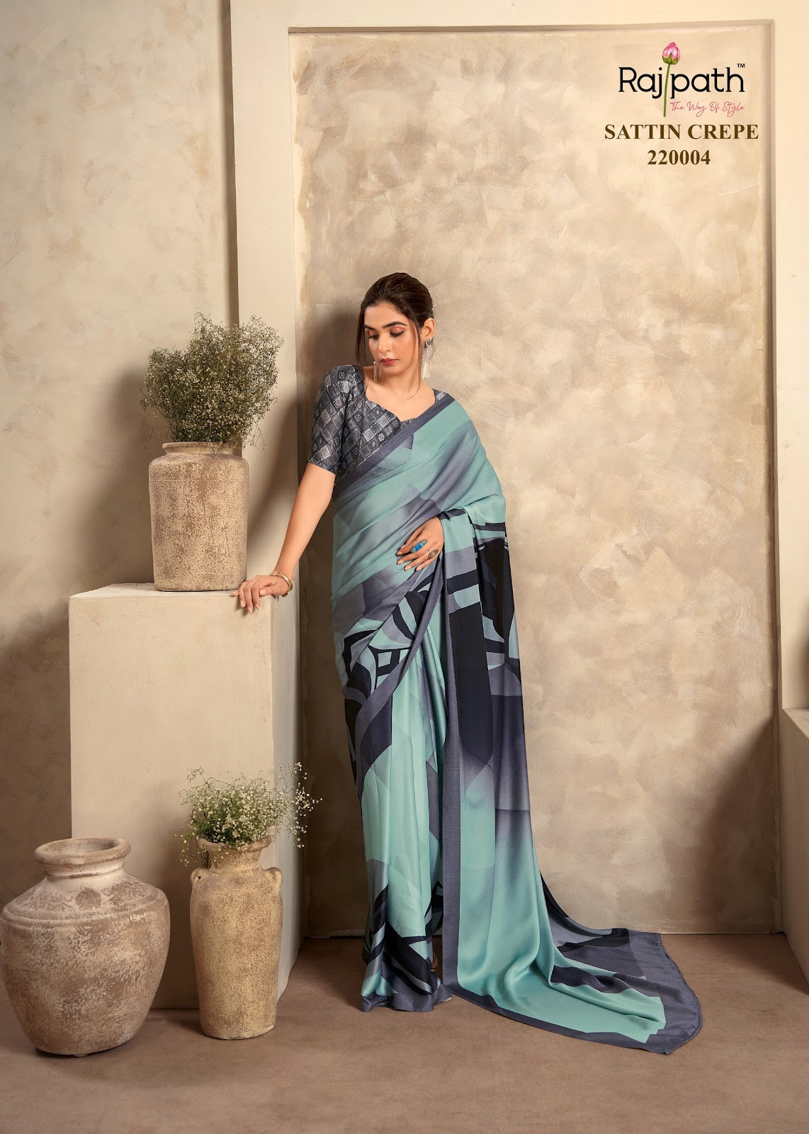 Jasmine Rajpath Crape Silk Sarees Supplier Gujarat