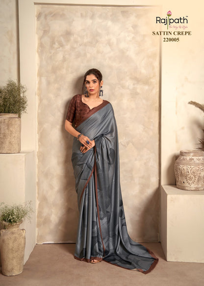 Jasmine Rajpath Crape Silk Sarees Supplier Gujarat