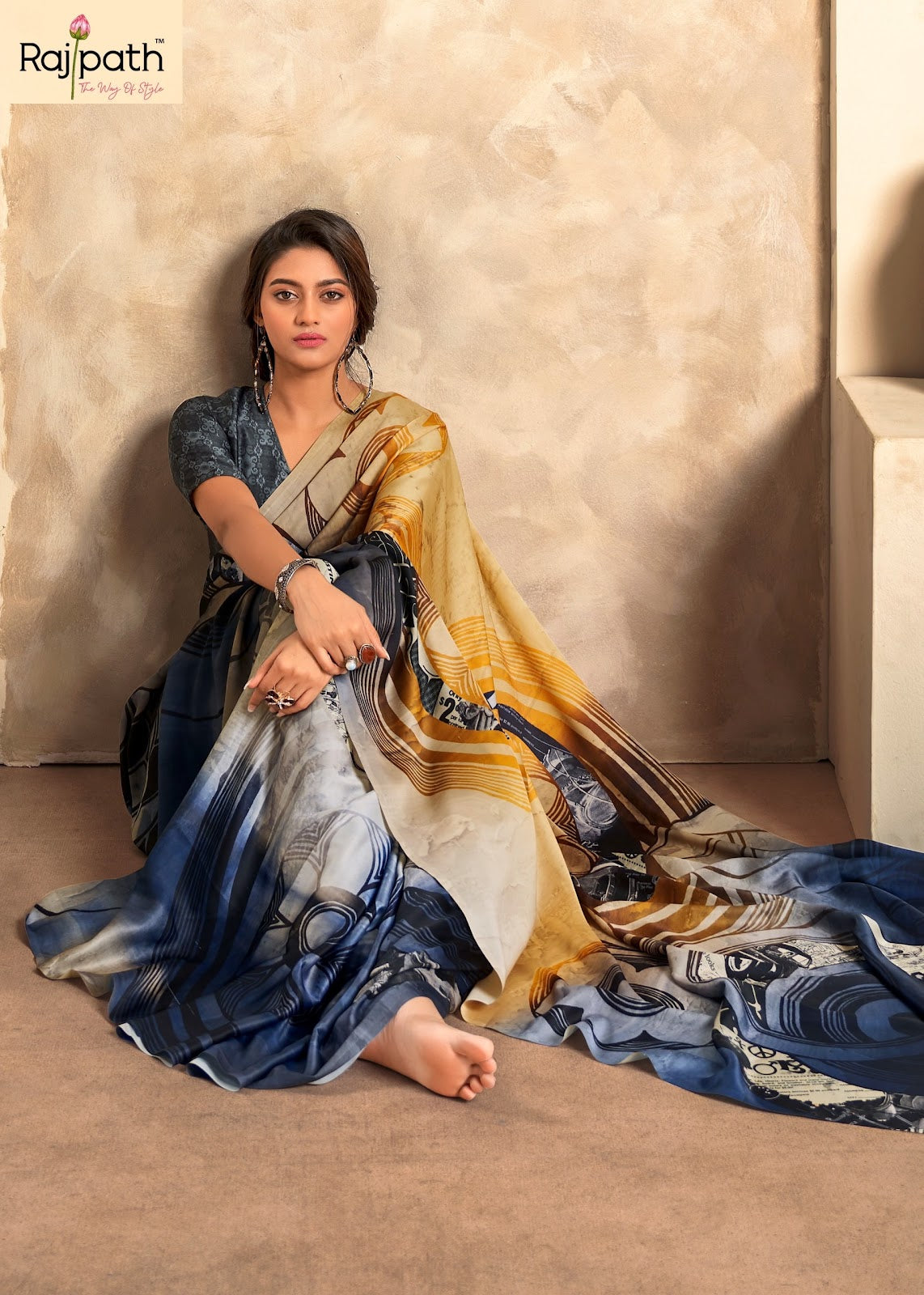 Jasmine Rajpath Crape Silk Sarees Supplier Gujarat