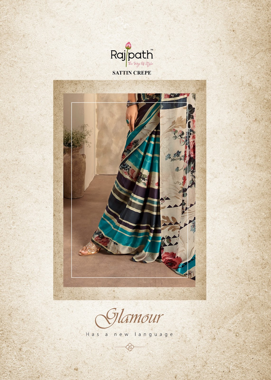 Jasmine Rajpath Crape Silk Sarees Supplier Gujarat