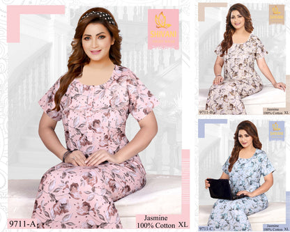 Jasmine Shivani Cotton Night Gowns Wholesaler Ahmedabad
