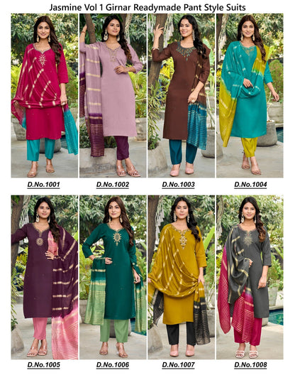 Jasmine Vol 1 Girnar Roman Readymade Pant Style Suits Exporter Gujarat