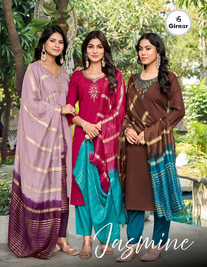 Jasmine Vol 1 Girnar Roman Readymade Pant Style Suits Exporter Gujarat