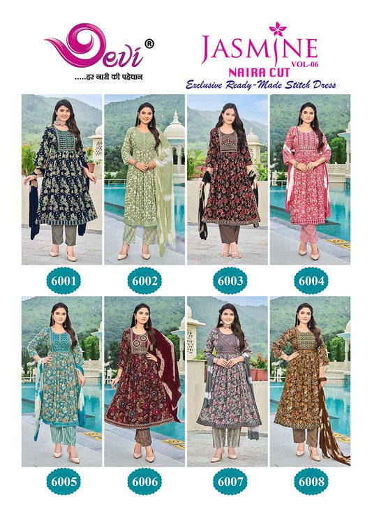 Jasmine Vol 6 Devi Rayon Capsule Readymade Pant Style Suits Supplier Gujarat