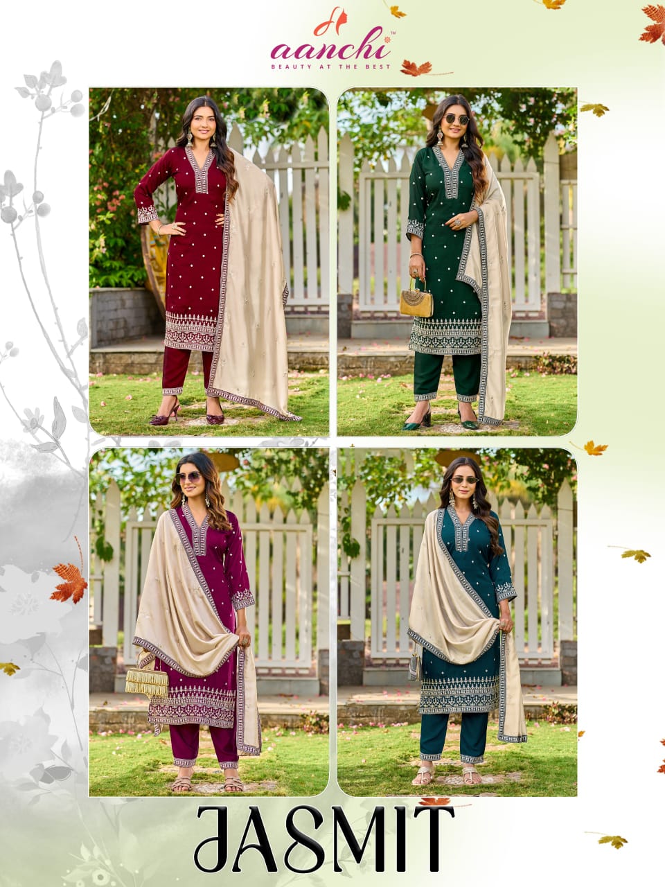 Jasmit Aanchi Vichitra Silk Readymade Pant Style Suits Supplier Ahmedabad
